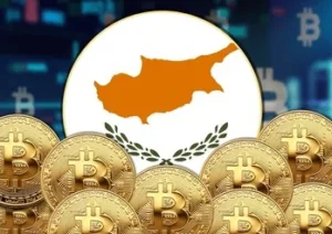 Bitcoin investment with Cyprus flag in background